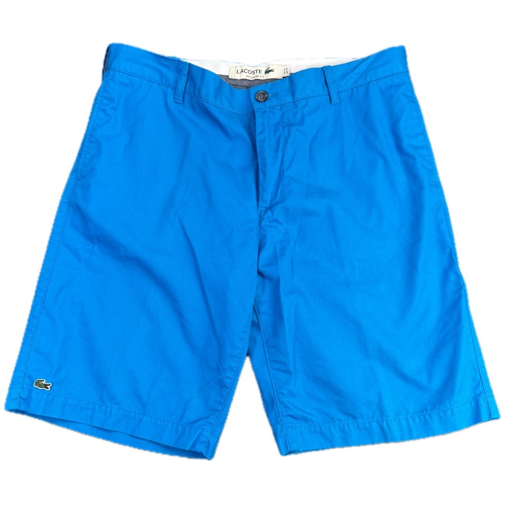 Lacoste Chino Shorts Mens 34 Blue Regular Fit Cotton Casual Summer 4210